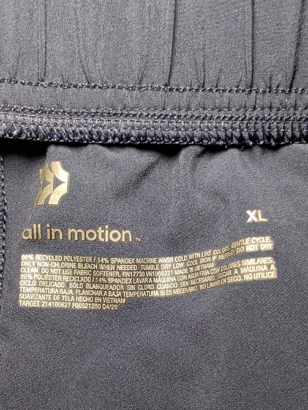 All in Motion High-Waist Active Shorts Navy Blue Stretch Running Women's Size XL - Picture 6 of 6